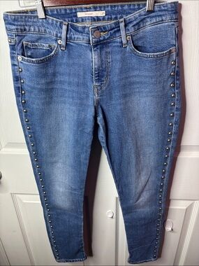 Blue Skinny Jeans with Side Stud Detail